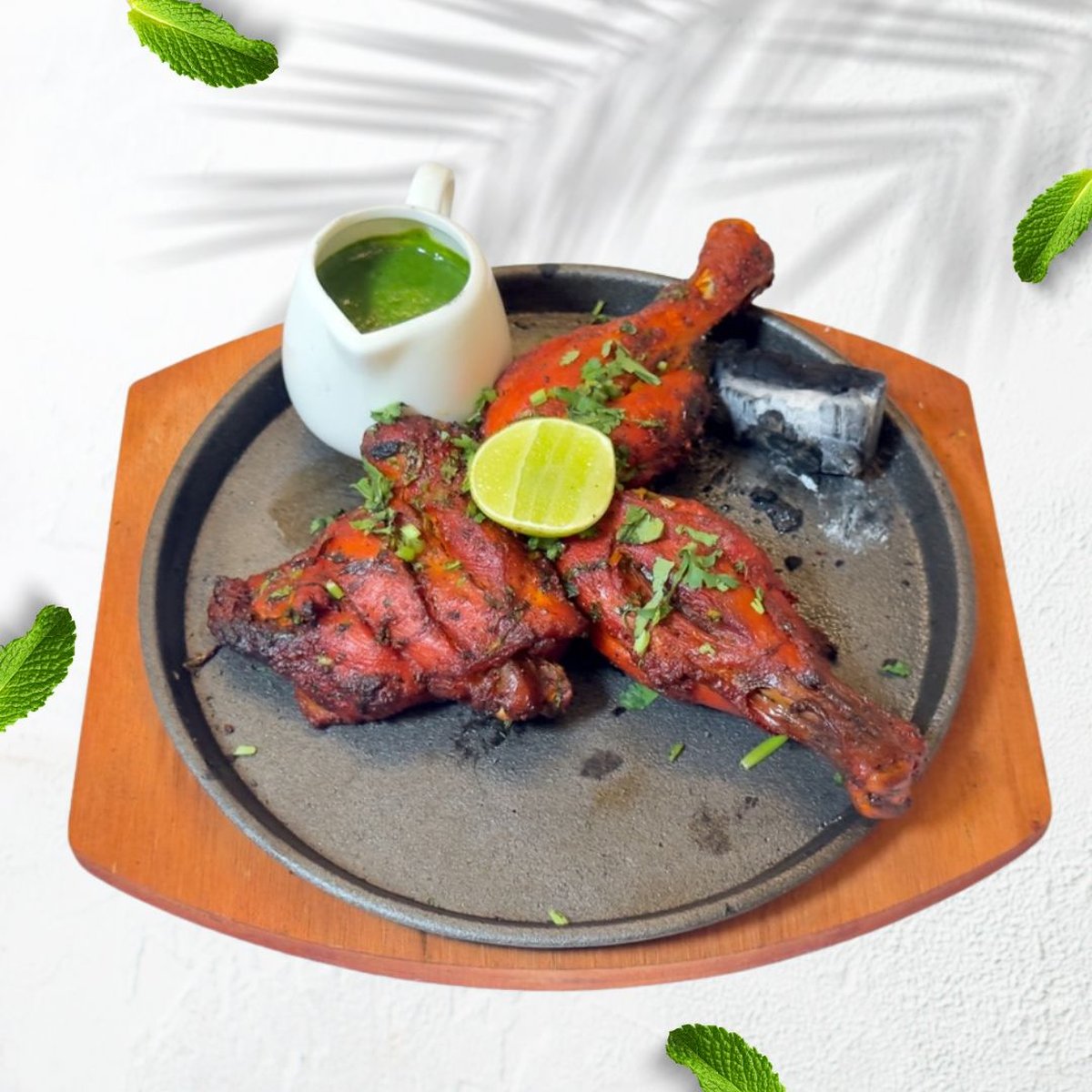 Tandoori chicken on sizzler plate
